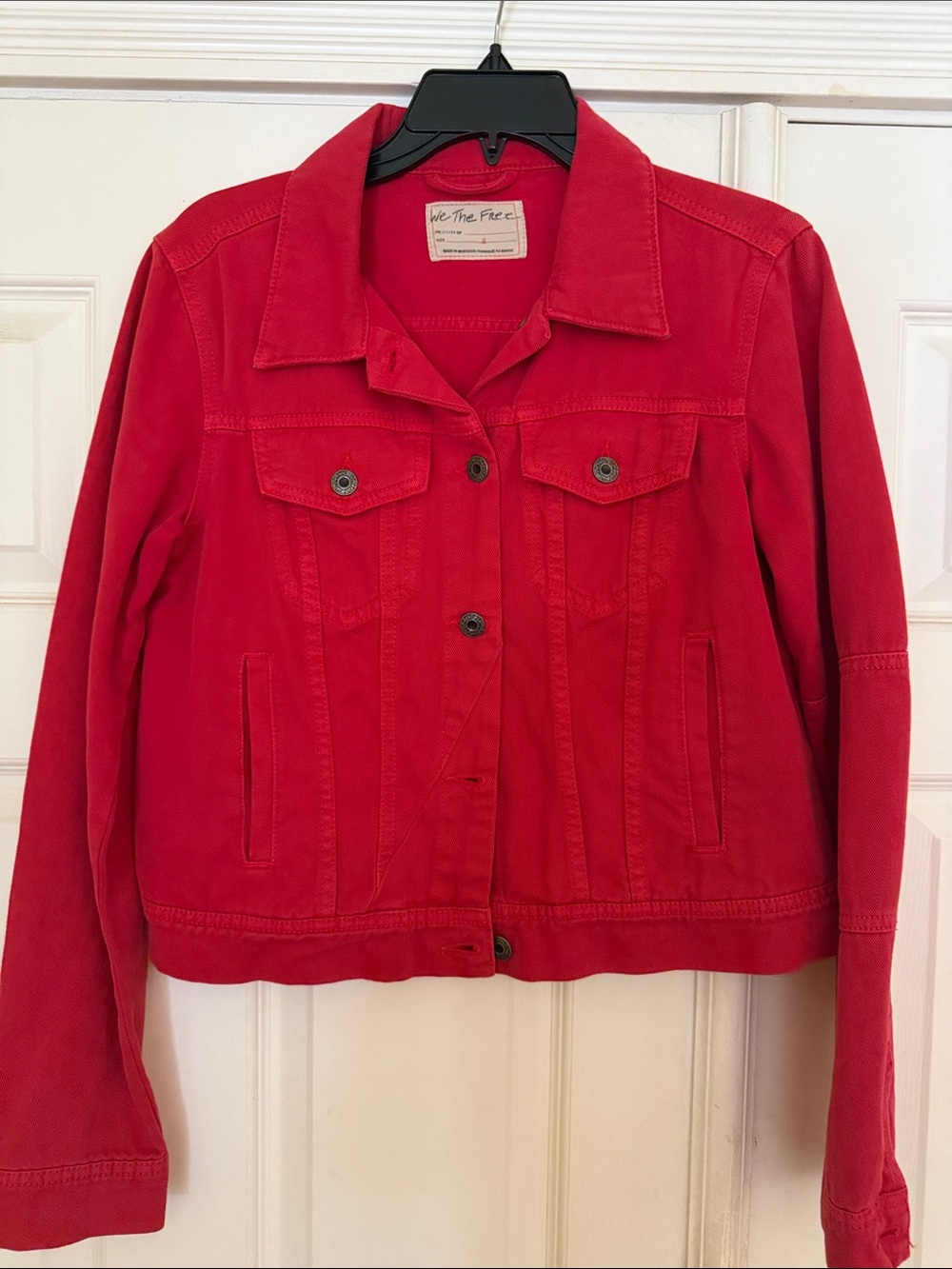 The Free People Red Denim Jacket - Women’s Casual Trucker jacket soft jeans S